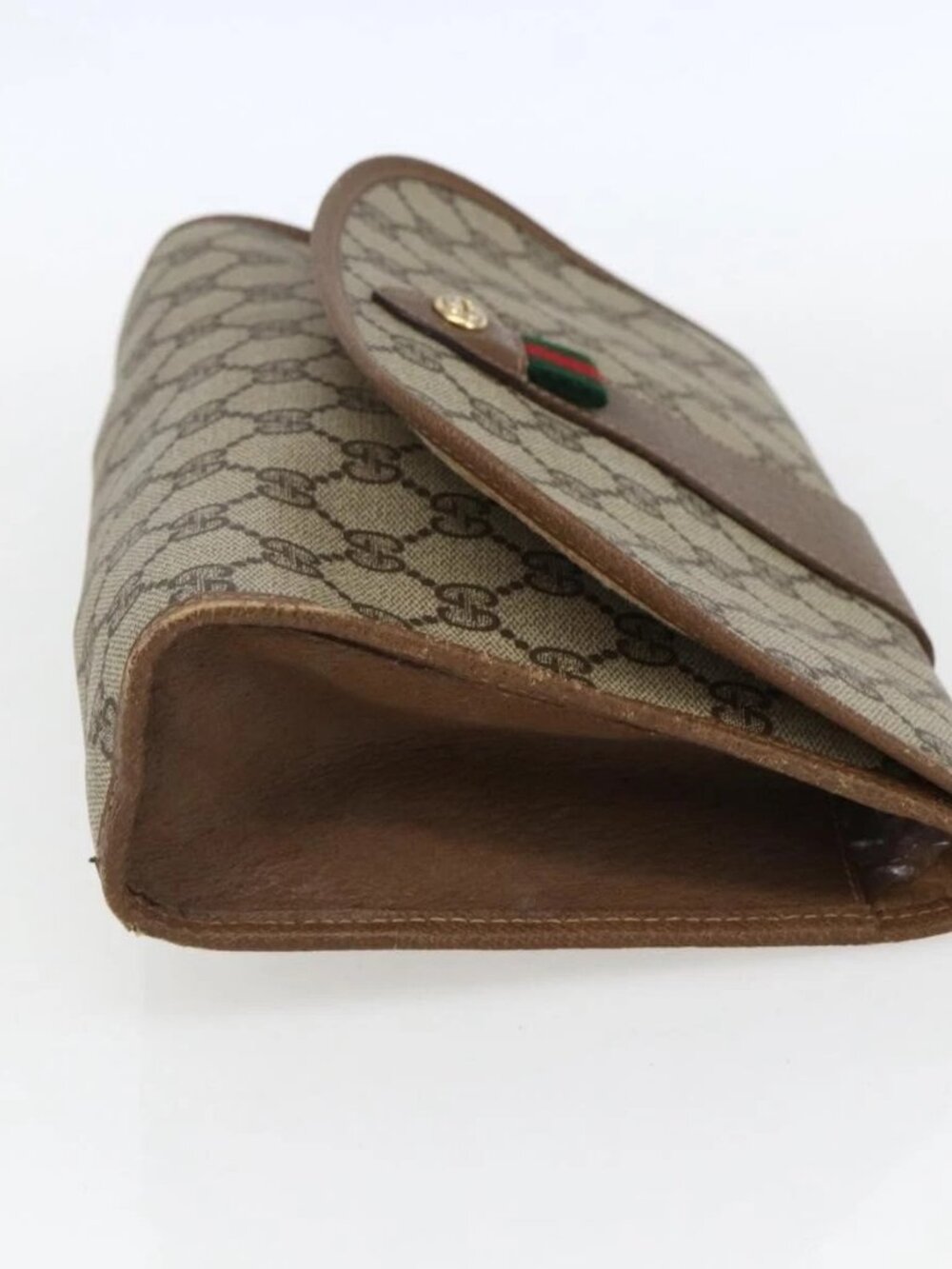 GUCCI GG Supreme Web Sherry Line Clutch Bag PVC Beige Gold 89 01 030 Auth ti3667 - Picture 5 of 16